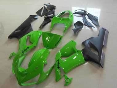 2005-2006 Kawasaki ZX6R Motorcycle Fairings - Green Matte Black Canada for Sale