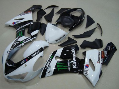 2005-2006 Kawasaki ZX6R Motorcycle Fairings - White Glossy Black Green Monster Canada for Sale