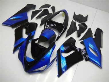 2005-2006 Kawasaki ZX6R Motorcycle Fairing Kits - Blue Glossy Black Canada for Sale