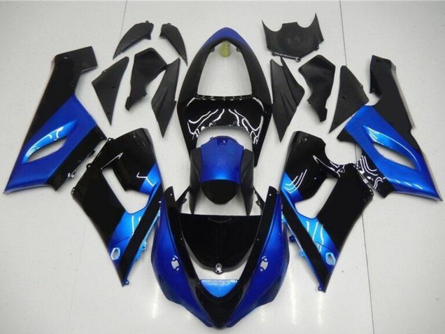 2005-2006 Kawasaki ZX6R Motorcycle Fairing Kits - Blue Glossy Black Canada for Sale