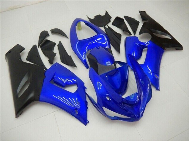 2005-2006 Kawasaki ZX6R Motorcycle Fairings - Blue Matte Black Canada for Sale