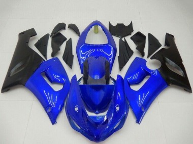2005-2006 Kawasaki ZX6R Motorcycle Fairings - Blue Matte Black Canada for Sale
