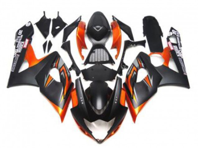 2005-2006 Suzuki GSXR 1000 Motorcycle Fairings - Glossy Black Matte Black Black Orange Canada for Sale