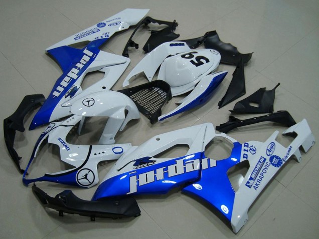 2005-2006 Suzuki GSXR 1000 Motorcycle Fairings - White Blue Jordan 59 Canada for Sale