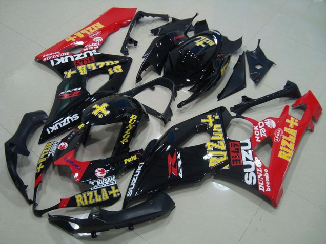 2005-2006 Suzuki GSXR 1000 Motorcycle Fairings - Glossy Black Red Gold Rizla Canada for Sale
