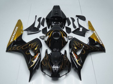2006-2007 Honda CBR1000RR Motorcycle Fairing - Glossy Black Gold Flame Canada for Sale