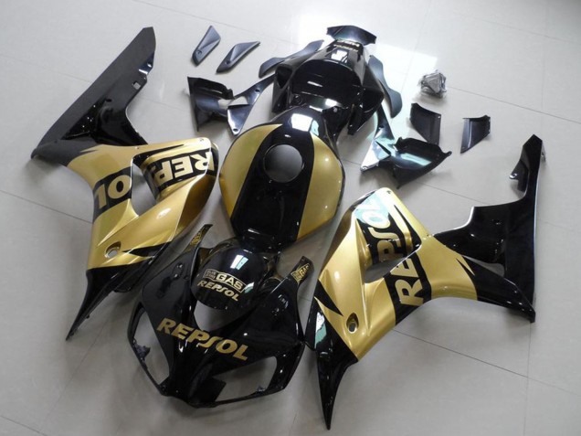 2006-2007 Honda CBR1000RR Motorcycle Fairings - Glossy Black Gold Repsol Canada for Sale