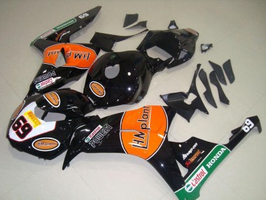 2006-2007 Honda CBR1000RR Motorcycle Fairings - Glossy Black Orange Green Hm Plant Racing 69 Canada for Sale