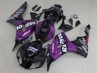 2006-2007 Honda CBR1000RR Motorcycle Fairings - Glossy Black Purple Repsol Canada for Sale