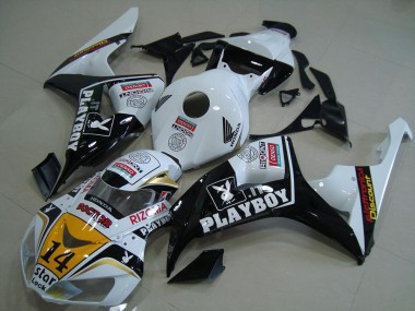 2006-2007 Honda CBR1000RR Motorcycle Fairings - White Yellow Glossy Black Denso Playboy 14 Canada for Sale