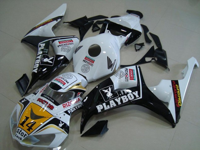 2006-2007 Honda CBR1000RR Motorcycle Fairings - White Yellow Glossy Black Denso Playboy 14 Canada for Sale