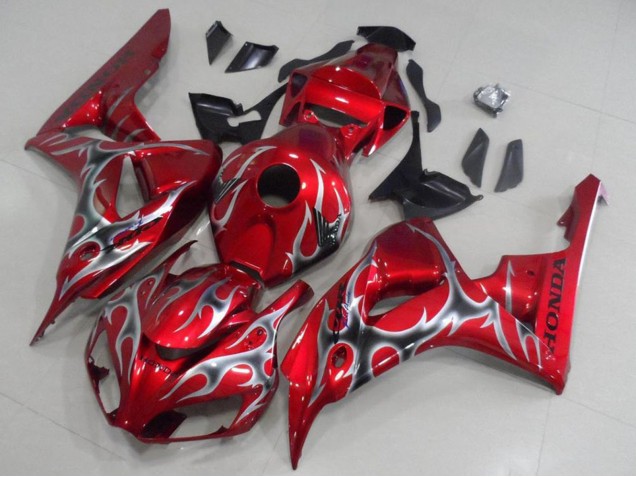 2006-2007 Honda CBR1000RR Motorcycle Fairings - Red Black Silver Flame Canada for Sale
