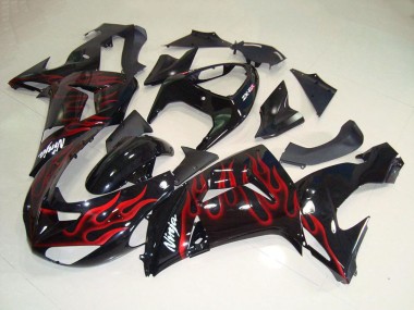 2006-2007 Kawasaki ZX10R Motorcycle Fairings - Glossy Black Red Flame Canada for Sale