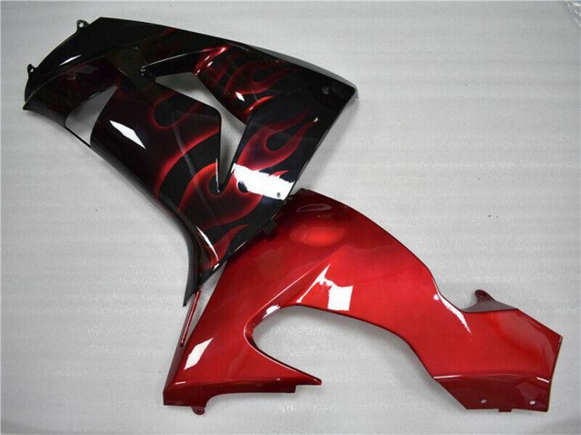 2006-2007 Kawasaki ZX10R Motorcycle Fairing - Glossy Black Red Flame Canada for Sale