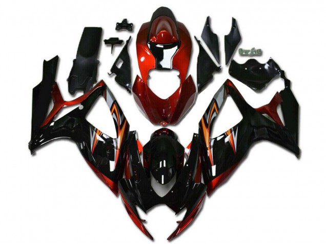 2006-2007 Suzuki GSXR 600/750 Motorcycle Fairings - Orange Silver Glossy Black Stripe Canada for Sale