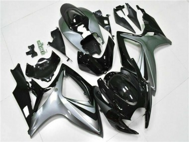 2006-2007 Suzuki GSXR 600/750 Motorcycle Fairings - Silver Glossy Black Canada for Sale