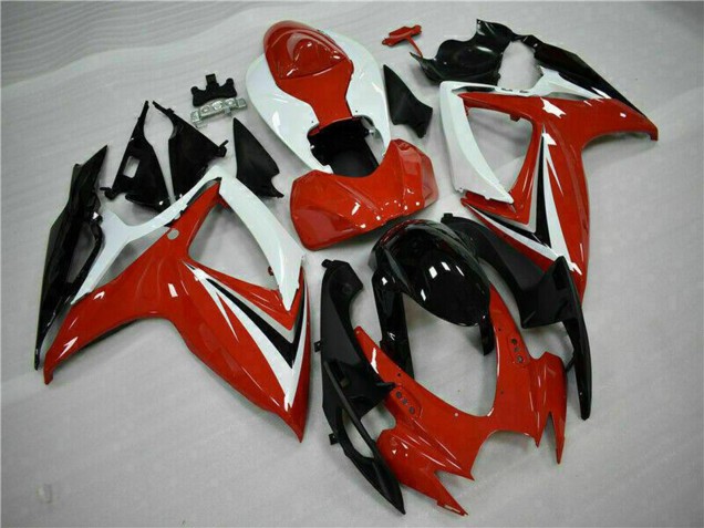 2006-2007 Suzuki GSXR 600/750 Motorcycle Fairings - White Red Glossy Black Stripe Canada for Sale