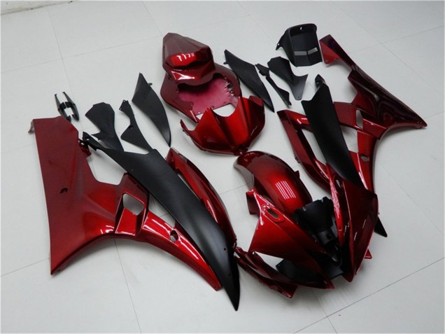 2006-2007 Yamaha YZF R6 Motorcycle Fairing Kits - Red Matte Black Canada for Sale