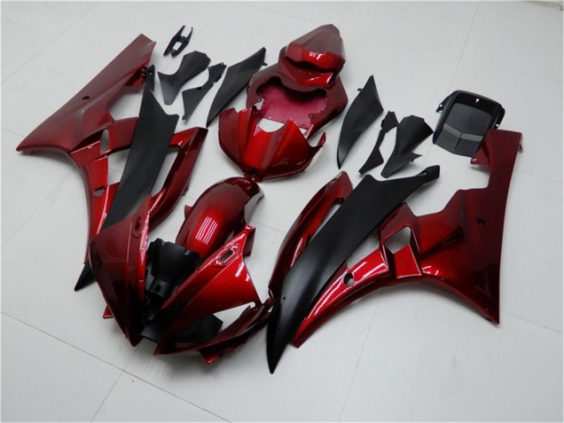 2006-2007 Yamaha YZF R6 Motorcycle Fairing Kits - Red Matte Black Canada for Sale