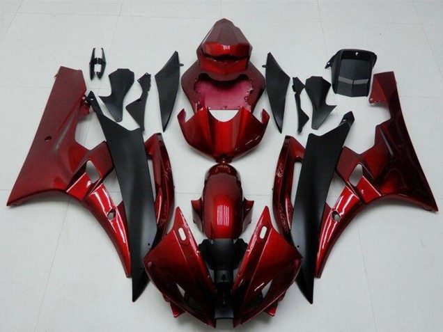 2006-2007 Yamaha YZF R6 Motorcycle Fairing Kits - Red Matte Black Canada for Sale
