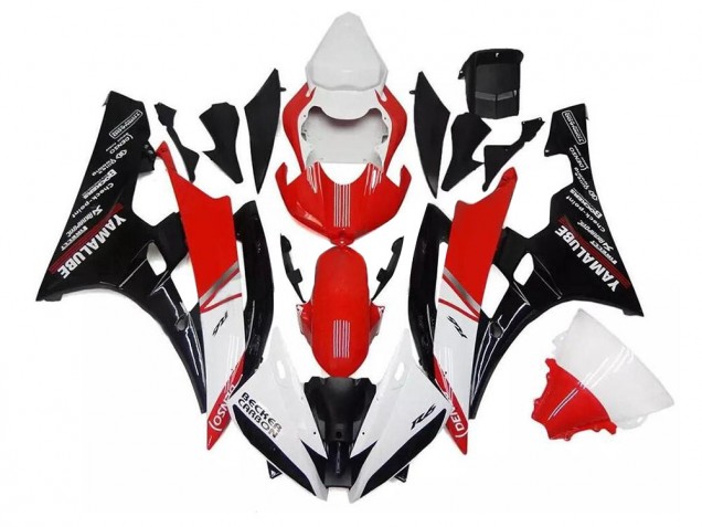 2006-2007 Yamaha YZF R6 Motorcycle Fairings - White Red Black Canada for Sale