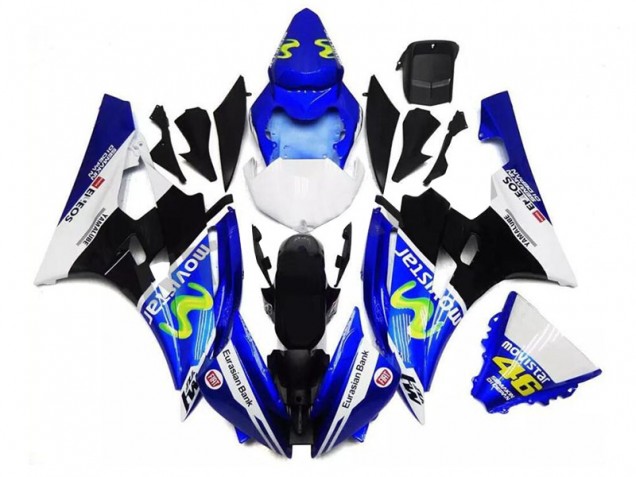 2006-2007 Yamaha YZF R6 Motorcycle Fairings - Blue White Black Green MoviStar ENEOS Yamalube 46 Canada for Sale