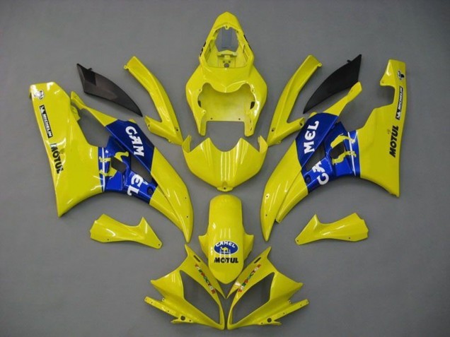 2006-2007 Yamaha YZF R6 Motorcycle Fairings - Yellow Blue Motul Michelin Camel Canada for Sale