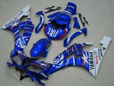 2006-2007 Yamaha YZF R6 Motorcycle Fairings - White Blue Fiat Motul Michelin Canada for Sale