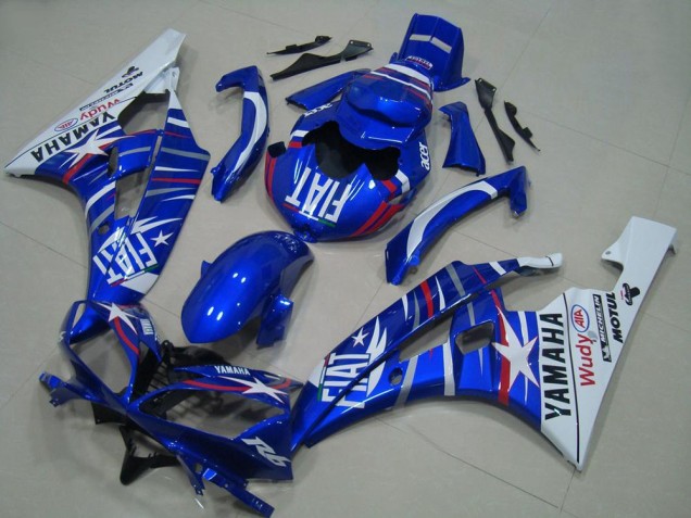 2006-2007 Yamaha YZF R6 Motorcycle Fairings - White Blue Fiat Motul Michelin Canada for Sale