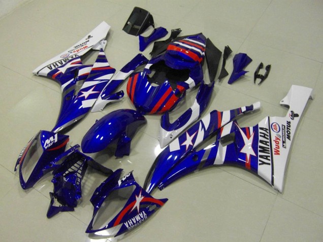 2006-2007 Yamaha YZF R6 Motorcycle Fairings - White Blue Red Motul Michelin Canada for Sale