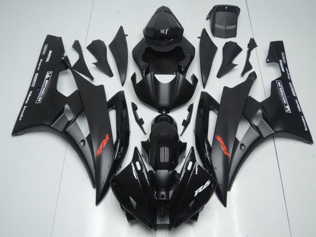 2006-2007 Yamaha YZF R6 Motorcycle Fairings - Glossy Black Matte Black Red Motul Michelin Canada for Sale