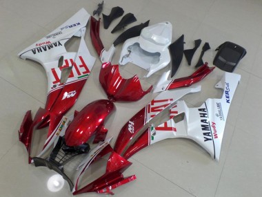 2006-2007 Yamaha YZF R6 Motorcycle Fairings - White Red Fiat Yamalube Canada for Sale