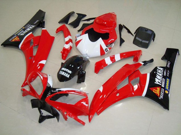2006-2007 Yamaha YZF R6 Motorcycle Fairings - Red White Glossy Black Motul Canada for Sale