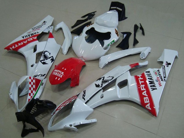 2006-2007 Yamaha YZF R6 Motorcycle Fairings - White Red Motul Michelin Abarth Canada for Sale