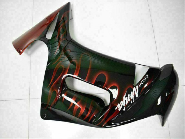 2006-2008 Kawasaki EX650 Motorcycle Fairings - Glossy Black Red Flame Canada for Sale
