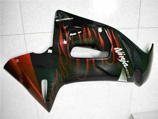 2006-2008 Kawasaki EX650 Motorcycle Fairings - Glossy Black Red Flame Canada for Sale