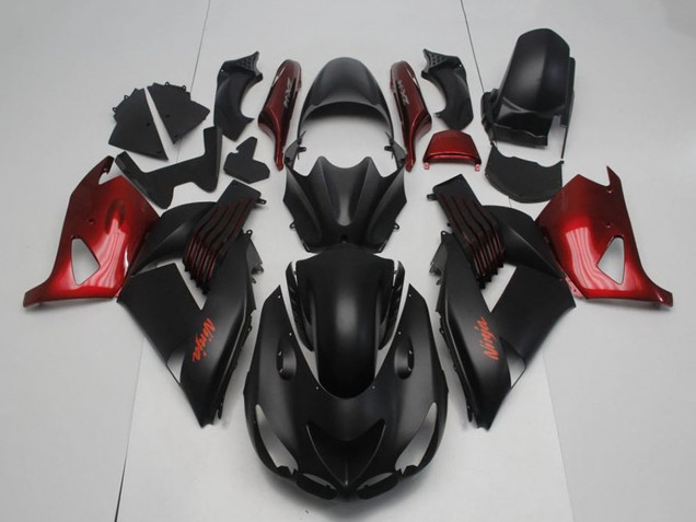 2006-2011 Kawasaki ZX14R ZZR1400 Motorcycle Fairings - Matte Black Red Ninja Canada for Sale