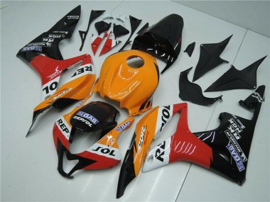 2007-2008 Honda CBR600RR Bike Fairings - Orange White Red Glossy Black Repsol Canada for Sale