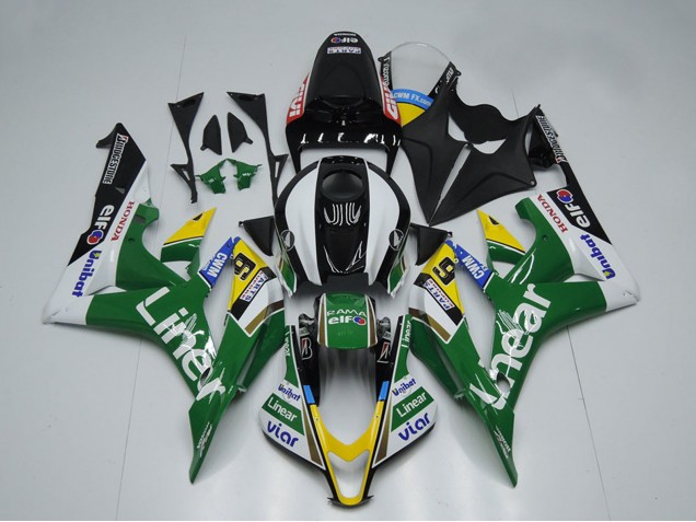 2007-2008 Honda CBR600RR Motorcycle Fairings - Green White Glossy Black Liner Canada for Sale