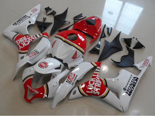 2007-2008 Honda CBR600RR Motorcycle Fairings - White Red Lucky Strike Canada for Sale