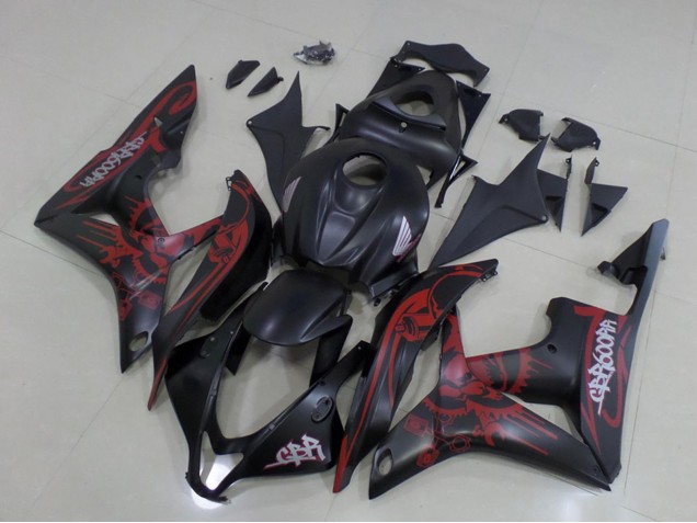 2007-2008 Honda CBR600RR Motorcycle Fairings - Matte Black Red Skull Canada for Sale