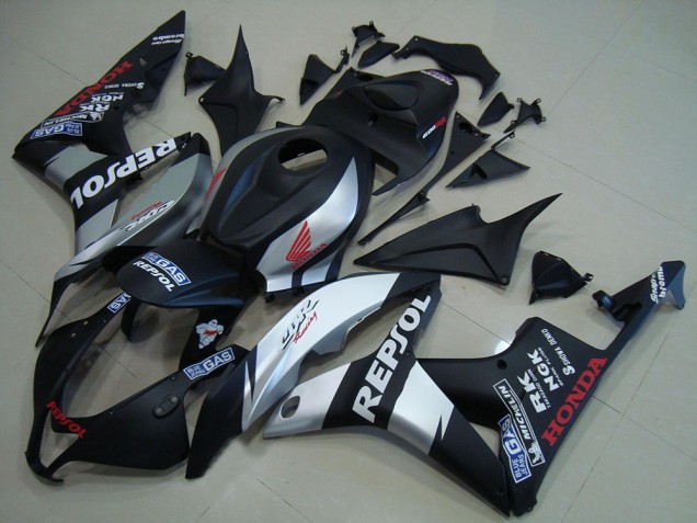 2007-2008 Honda CBR600RR Motorcycle Fairings - Matte Black Silver Repsol Canada for Sale
