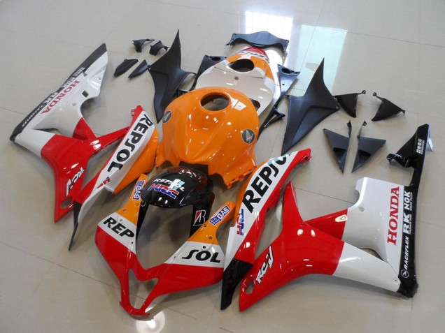 2007-2008 Honda CBR600RR Motorcycle Fairing Kits - Orange White Red Glossy Black Repsol Canada for Sale