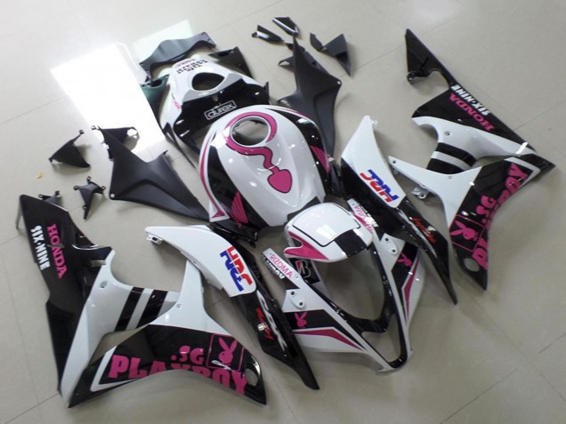 2007-2008 Honda CBR600RR Motorcycle Fairings - White Pink Matte Black HRC Playboy with Durex Canada for Sale