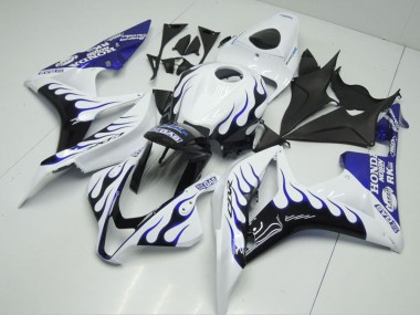2007-2008 Honda CBR600RR Motorcycle Fairings - White Blue Glossy Black Flame Canada for Sale