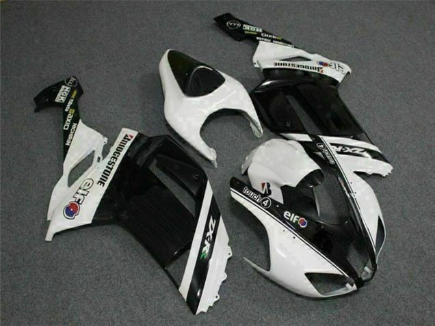 2007-2008 Kawasaki ZX6R Motorcycle Fairings - Black White Elf Canada for Sale