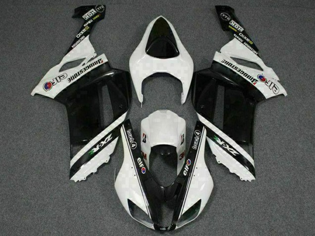2007-2008 Kawasaki ZX6R Motorcycle Fairings - Black White Elf Canada for Sale