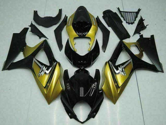 2007-2008 Suzuki GSXR 1000 Motorcycle Fairings - Gold Glossy Black Silver Decal Canada for Sale