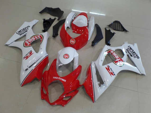 2007-2008 Suzuki GSXR 1000 Motorcycle Fairing - White Red Lucky Strike Canada for Sale