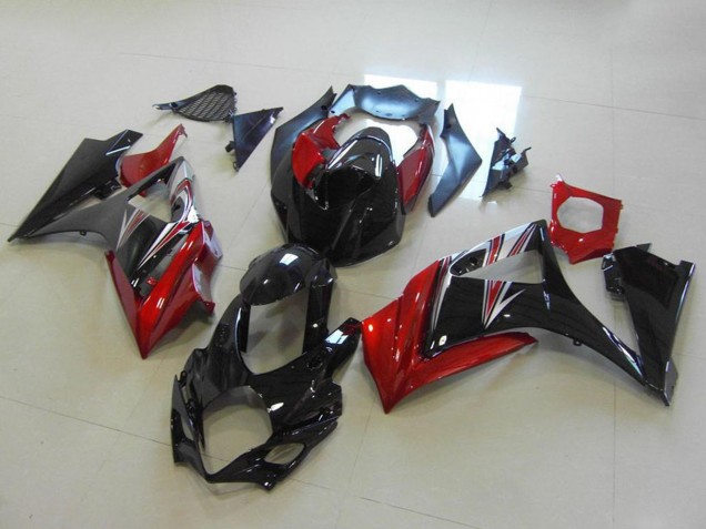 2007-2008 Suzuki GSXR 1000 Motorcycle Fairings - Red Glossy Black No Decal Canada for Sale